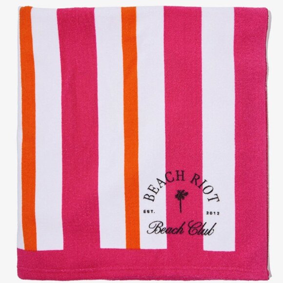 ❣️2/$36 NIP Beach Riot Beach Club Towel Pink Orange Stripe Retail Price $78.00 - Picture 3 of 9